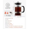 imageVEVOR French Press Coffee Maker 34 Ounce 1 Liter Borosilicate Glass Coffee Press Tea Maker with Stainless Steel Filter Large Glass French Presses Cold Brew for Camping Travel Home Kitchen SilverSilver