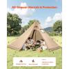 imageVEVOR Hot Tent Camping Tipi Hot Tents with Stove Jack Portable Winter Camping Tents with Snow Skirt Easy Setup Waterproof 4 Season Shelter Tents for Fishing Backpacking4 Persons