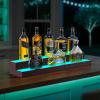 imageVEVOR LED Lighted Liquor Bottle Display 2Tier 16 Inch Whiskey Rack Supports USB Illuminated Home Bar Shelf with RF Remote ampamp App Control 7 Static Colors Acrylic Wood Lighted Shelf for 8 Bottles3 Step 30 InchesWoodAcrylic