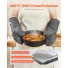imageVEVOR Oven Mitts Mini Oven Mitt Set with NonSlip Silicone Strips High Heat Resistant to 500 Lightweight Cotton Baking Mitts 1307 x 61 inch with 2 NoMarks Hooks for Home Kitchen 2 PieceGray