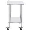 imageVEVOR Stainless Steel Prep Table 24 x 15 x 35 Inch 440lbs Load Capacity Heavy Duty Metal Worktable with Backsplash Adjustable Undershelf ampamp 4 Casters Commercial Workstation for Kitchen Restaurant30 x 24 x 35 Inch