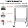 imageVEVOR Stainless Steel Prep Table 24 x 15 x 35 Inch 440lbs Load Capacity Heavy Duty Metal Worktable with Backsplash Adjustable Undershelf ampamp 4 Casters Commercial Workstation for Kitchen Restaurant30 x 24 x 35 Inch