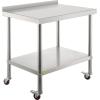 imageVEVOR Stainless Steel Prep Table 24 x 15 x 35 Inch 440lbs Load Capacity Heavy Duty Metal Worktable with Backsplash Adjustable Undershelf ampamp 4 Casters Commercial Workstation for Kitchen Restaurant36 x 24 x 35 Inch
