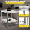imageVEVOR Stainless Steel Prep Table 24 x 15 x 35 Inch 440lbs Load Capacity Heavy Duty Metal Worktable with Backsplash Adjustable Undershelf ampamp 4 Casters Commercial Workstation for Kitchen Restaurant36 x 24 x 35 Inch