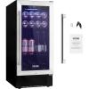 imageVEVOR 15 Beverage Refrigerator 96 Cans Under Counter Builtin or Freestanding Beer Fridge Blue LED Light Adjustable Shelves Child Lock ETL