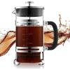 imageVEVOR French Press Coffee Maker 34 Ounce 1 Liter Borosilicate Glass Coffee Press Tea Maker with Stainless Steel Filter Large Glass French Presses Cold Brew for Camping Travel Home Kitchen SilverSilver