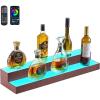 imageVEVOR LED Lighted Liquor Bottle Display 2Tier 16 Inch Whiskey Rack Supports USB Illuminated Home Bar Shelf with RF Remote ampamp App Control 7 Static Colors Acrylic Wood Lighted Shelf for 8 Bottles3 Step 30 InchesWoodAcrylic