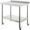 imageVEVOR Stainless Steel Prep Table 24 x 15 x 35 Inch 440lbs Load Capacity Heavy Duty Metal Worktable with Backsplash Adjustable Undershelf ampamp 4 Casters Commercial Workstation for Kitchen Restaurant36 x 24 x 35 Inch