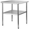 imageVEVOR Stainless Steel Prep Table 24 x 18 x 36 Inch 600lbs Load Capacity Heavy Duty Metal Worktable with Adjustable Undershelf ampamp Feet Commercial Workstation for Kitchen Restaurant Garage Backyard3030 In