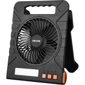 imageVEVOR 10400mAh Solar fan Camping Fan with Solar Panel ampamp LED Lantern 7W 8 Inch Portable Rechargeable Battery Powered for Outside 4Speed and Quiet Operated for Picnic Barbecue Fishing TravelFoldable Solar Panel Fan 4W