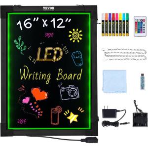 imageVEVOR 32quotx24quot LED Message Writing Board Menu Sign Boards Illuminated Erasable Lighted Chalkboard Neon Effect Drawing Panel with 8 Fluorescent Chalk Markers and Remote Control16x12