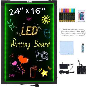 imageVEVOR 32quotx24quot LED Message Writing Board Menu Sign Boards Illuminated Erasable Lighted Chalkboard Neon Effect Drawing Panel with 8 Fluorescent Chalk Markers and Remote Control24x16