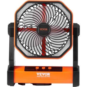 imageVEVOR 9 Camping Fan with LED Light 20000mAh Rechargeable Battery Operated 4Speed with Remote Oscillating 60H Runtime Timer ampamp Sleep Mode Quiet Portable Tent Fan for Bedroom Travel Office20000mAh