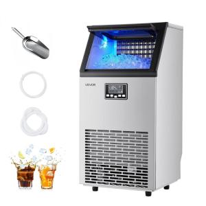 imageVEVOR Commercial Ice Maker Machine 90 lbs24h with 12Lbs Storage 32 Cubes per Cycle Stainless Steel Freestanding ampamp Countertop Ice Maker with LED Display ampamp SelfCleaning for Home Bar Restaurant100 lbs24h