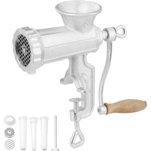 imageVEVOR Manual Meat Grinder Heavy Duty Cast Iron Hand Meat Grinder with Steel Table Clamp Meat Mincer Sausage Maker with 1 Cutting Blade 2 Cutting Plates 3 Sausage Tubes for Beef Pepper Mushroom8
