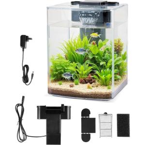imageVEVOR Fish Tank Aquarium 2 Gallon Arch UltraClear GPPS Starter Smart Tank Adjustable 3 Color Lighting Self Cleaning System Fishbowl for Freshwater ampamp Saltwater Fish Home Office or Pet Use2 Gal