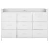imageVEVOR 9 Drawer Dresser Tall Drawer Dresser with Fabric Bin Closet Storage Drawers with Sturdy Metal Frame LED Lights ampamp Builtin Outlet Fabric Storage Tower for Bedroom Hallway Closet White9 Fabric Drawers with LED