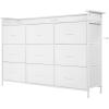 imageVEVOR 9 Drawer Dresser Tall Drawer Dresser with Fabric Bin Closet Storage Drawers with Sturdy Metal Frame LED Lights ampamp Builtin Outlet Fabric Storage Tower for Bedroom Hallway Closet White9 Fabric Drawers with LED