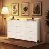 imageVEVOR 9 Drawer Dresser Tall Drawer Dresser with Fabric Bin Closet Storage Drawers with Sturdy Metal Frame LED Lights ampamp Builtin Outlet Fabric Storage Tower for Bedroom Hallway Closet White9 Fabric Drawers with LED
