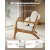 imageVEVOR Accent Chair High Back Mid Century Modern Armchair with Solid Wood Frame and NonSlip Legs Upholstered Leisure Chair with Linen Fabric and 53 in Thickened Cushion for Living Room BedroomRegular Model
