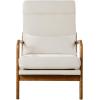 imageVEVOR Accent Chair High Back Mid Century Modern Armchair with Solid Wood Frame and NonSlip Legs Upholstered Leisure Chair with Linen Fabric and 53 in Thickened Cushion for Living Room BedroomHigh Back