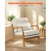 imageVEVOR Accent Chair High Back Mid Century Modern Armchair with Solid Wood Frame and NonSlip Legs Upholstered Leisure Chair with Linen Fabric and 53 in Thickened Cushion for Living Room BedroomRegular Model