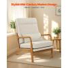 imageVEVOR Accent Chair High Back Mid Century Modern Armchair with Solid Wood Frame and NonSlip Legs Upholstered Leisure Chair with Linen Fabric and 53 in Thickened Cushion for Living Room BedroomHigh Back