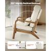 imageVEVOR Accent Chair High Back Mid Century Modern Armchair with Solid Wood Frame and NonSlip Legs Upholstered Leisure Chair with Linen Fabric and 53 in Thickened Cushion for Living Room BedroomHigh Back