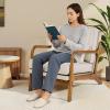 imageVEVOR Accent Chair High Back Mid Century Modern Armchair with Solid Wood Frame and NonSlip Legs Upholstered Leisure Chair with Linen Fabric and 53 in Thickened Cushion for Living Room BedroomRegular Model