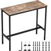 imageVEVOR Bar Table Sturdy Metal Frame High Top Pub Table Narrow Long Kitchen Dining Cocktail Counter Bar Height Desk Easy to Assemble39x16x355 in for Living Room Party Rustic Brown and Black39x16x36 inch