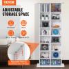 imageVEVOR Media Storage Cabinet 8Layer DVD Shelf Adjustable CD Shelves 16 Compartments Protects ampamp Organizes Music Movie Video Games or Memorabilia Collections EspressoWhite