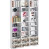 imageVEVOR Media Storage Cabinet 8Layer DVD Shelf Adjustable CD Shelves 16 Compartments Protects ampamp Organizes Music Movie Video Games or Memorabilia Collections EspressoWhite