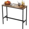 imageVEVOR Bar Table Sturdy Metal Frame High Top Pub Table Narrow Long Kitchen Dining Cocktail Counter Bar Height Desk Easy to Assemble39x16x355 in for Living Room Party Rustic Brown and Black39x16x36 inch