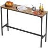imageVEVOR Bar Table Sturdy Metal Frame High Top Pub Table Narrow Long Kitchen Dining Cocktail Counter Bar Height Desk Easy to Assemble39x16x355 in for Living Room Party Rustic Brown and Black55x15x39 inch