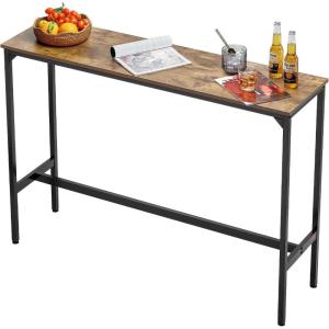 imageVEVOR Bar Table Sturdy Metal Frame High Top Pub Table Narrow Long Kitchen Dining Cocktail Counter Bar Height Desk Easy to Assemble39x16x355 in for Living Room Party Rustic Brown and Black55x15x39 inch