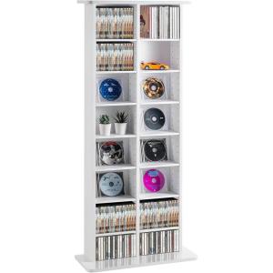 imageVEVOR Media Storage Cabinet 8Layer DVD Shelf Adjustable CD Shelves 16 Compartments Protects ampamp Organizes Music Movie Video Games or Memorabilia Collections EspressoWhite