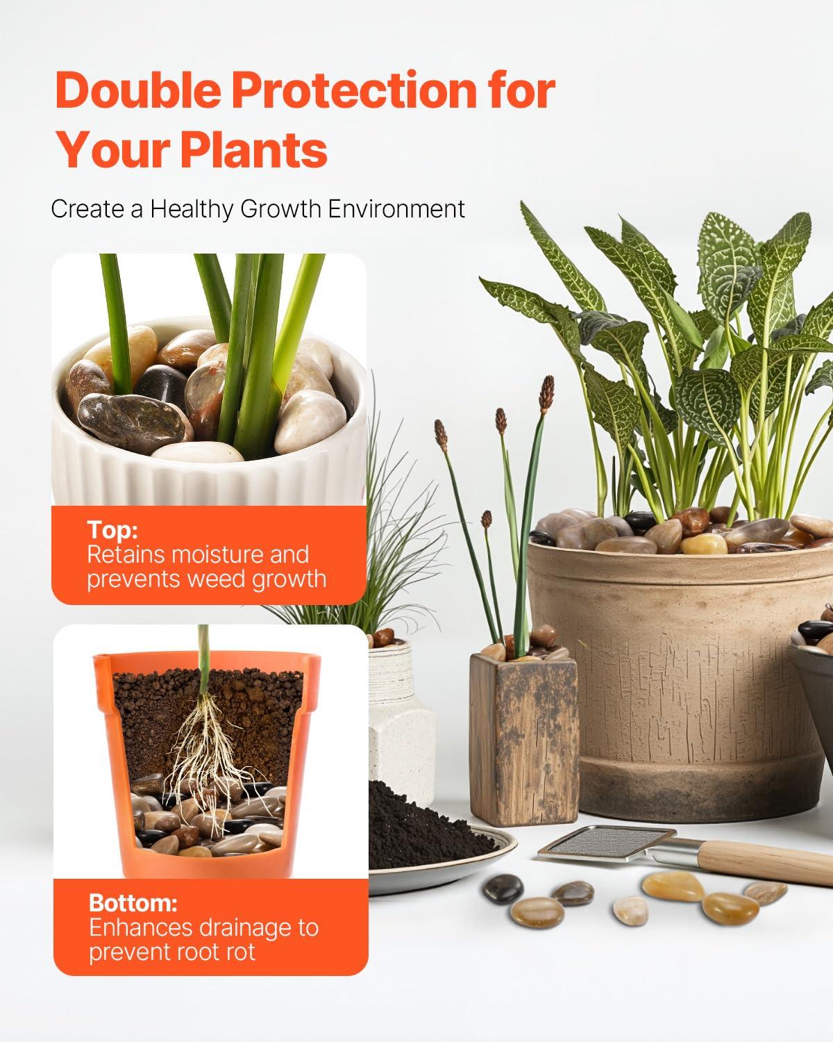 imageVEVOR Natural River Rocks 12 inch 15 lbs Decorative MultiColor Pebble Stones Smooth ampamp Polished Garden Landscaping Stones Paving Plant Rocks for Fish Tank Flower Pots Water Fountains Pathways