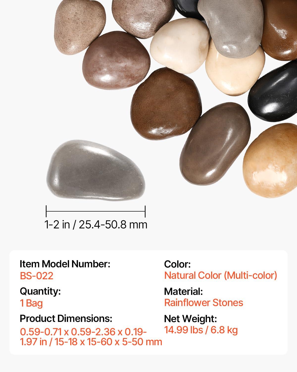 imageVEVOR Natural River Rocks 12 inch 15 lbs Decorative MultiColor Pebble Stones Smooth ampamp Polished Garden Landscaping Stones Paving Plant Rocks for Fish Tank Flower Pots Water Fountains Pathways