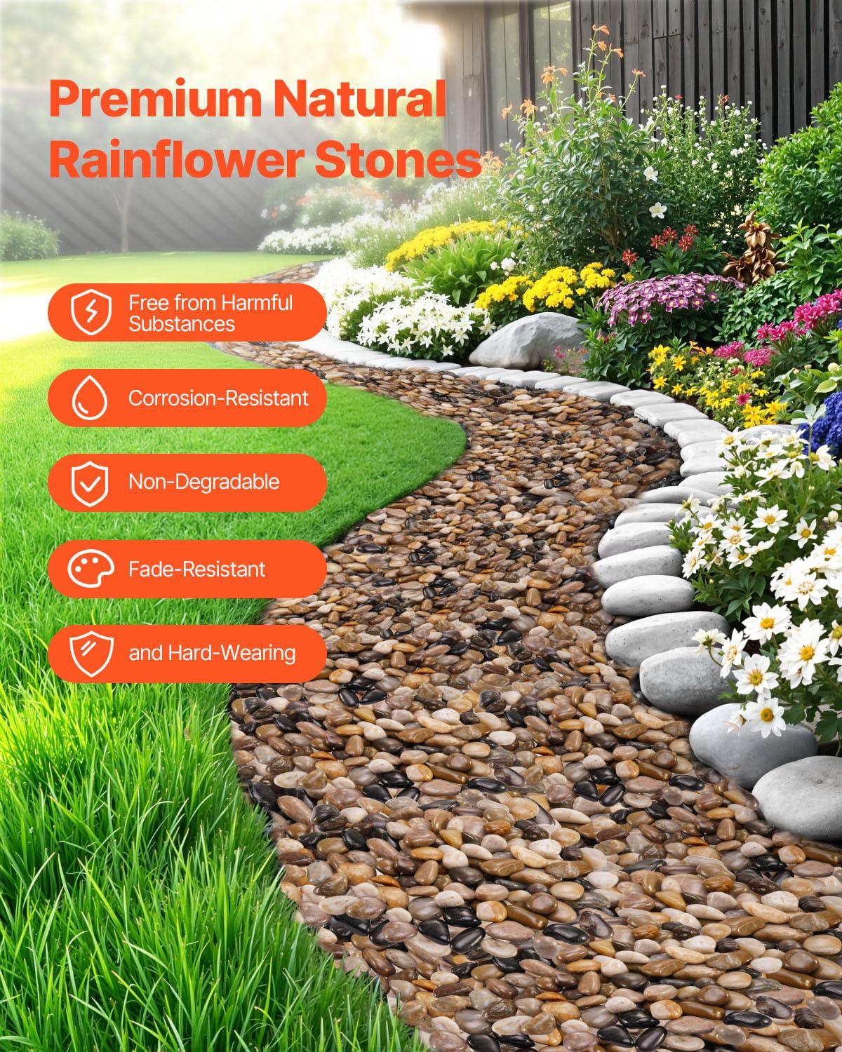 imageVEVOR Natural River Rocks 12 inch 15 lbs Decorative MultiColor Pebble Stones Smooth ampamp Polished Garden Landscaping Stones Paving Plant Rocks for Fish Tank Flower Pots Water Fountains Pathways