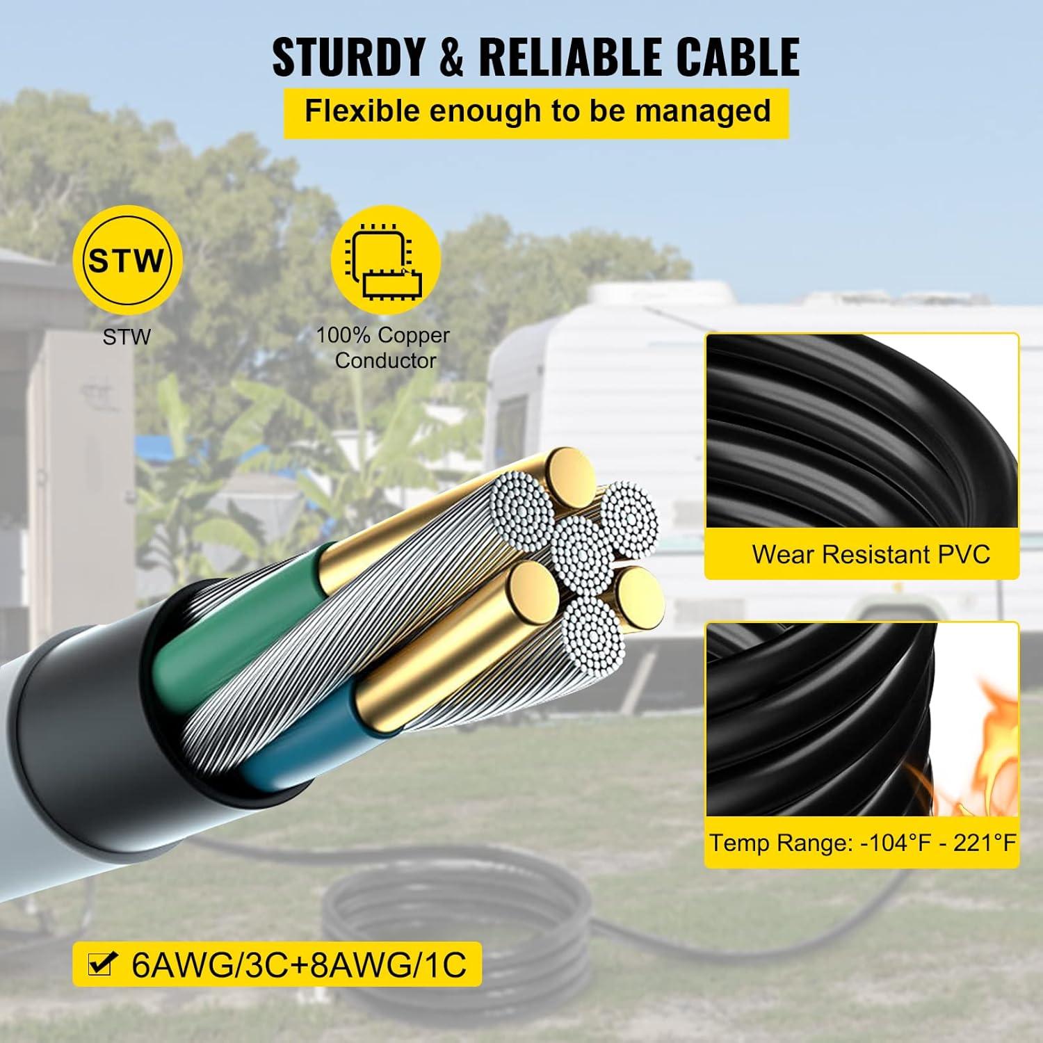imageVevor 15Ft 50 Amp Generator Extension Cord STW 45446  45505 Generator Cord 125V 250V Generator Power Cord N1450P ampamp SS250R ampamp CS6364 Twist Lock Connectors  Patio Lawn ampamp Garden15 Ft