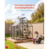 imageVEVOR 6 x 4 FT Polycarbonate Greenhouse Heavy Duty Outdoor Green House with Adjustable Vent ampamp PushPull Lockable Door Quick Setup Aluminum Frame Walkin Greenhouse Sunroom for Outside Garden Lawn64 Ft