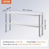 imageVEVOR Double Tier Stainless Steel Overshelf 12 x 72 Inch Double Deck Height Adjustable Prep Work Table for Kitchen Restaurant and Workshop12 x 48 x 24 inch