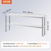 imageVEVOR Double Tier Stainless Steel Overshelf 12 x 72 Inch Double Deck Height Adjustable Prep Work Table for Kitchen Restaurant and Workshop12 x 60 x 24 inch