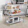 imageVEVOR Double Tier Stainless Steel Overshelf 12 x 72 Inch Double Deck Height Adjustable Prep Work Table for Kitchen Restaurant and Workshop12 x 60 x 24 inch