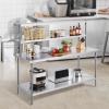 imageVEVOR Double Tier Stainless Steel Overshelf 12 x 72 Inch Double Deck Height Adjustable Prep Work Table for Kitchen Restaurant and Workshop12 x 72 x 24 inch