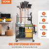 imageVEVOR Garden Tool Organizer 10 Slots with Hooks Yard Tool Tower Rack with Wheels for Garage Organization and Storage Hold LongHandled ToolRakeBroom Metal Tool Stand Holder for Shed OutdoorTiered Shelf