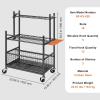imageVEVOR Garden Tool Organizer 10 Slots with Hooks Yard Tool Tower Rack with Wheels for Garage Organization and Storage Hold LongHandled ToolRakeBroom Metal Tool Stand Holder for Shed OutdoorTiered Shelf