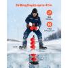 imageVEVOR Nylon Ice Auger Drill Bit 8quot Diameter 39quot Length Cordless Ice Augers for Ice Fishing with Extra 134in Extension Rod Drill Adapter Top Plate and Blade GuardVersion 20