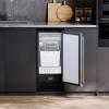 imageVEVOR Under Counter Ice Maker Machine Crescent Ice 25 LbsDay Stainless Steel Built in Ice Maker with Reversible Door 22Lbs Storage Ice Maker Machine for Commercial Home Kitchen No Drain RequiredCube Ice