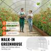 imageVEVOR Walkin Tunnel Greenhouse 146x64x63 ft Hoop House Greenhouse Tunnel Plant Hot House with Galvanized Steel Frame Green PE Cover Rollup Zipper Door and 8 Windows for Outdoorwhite